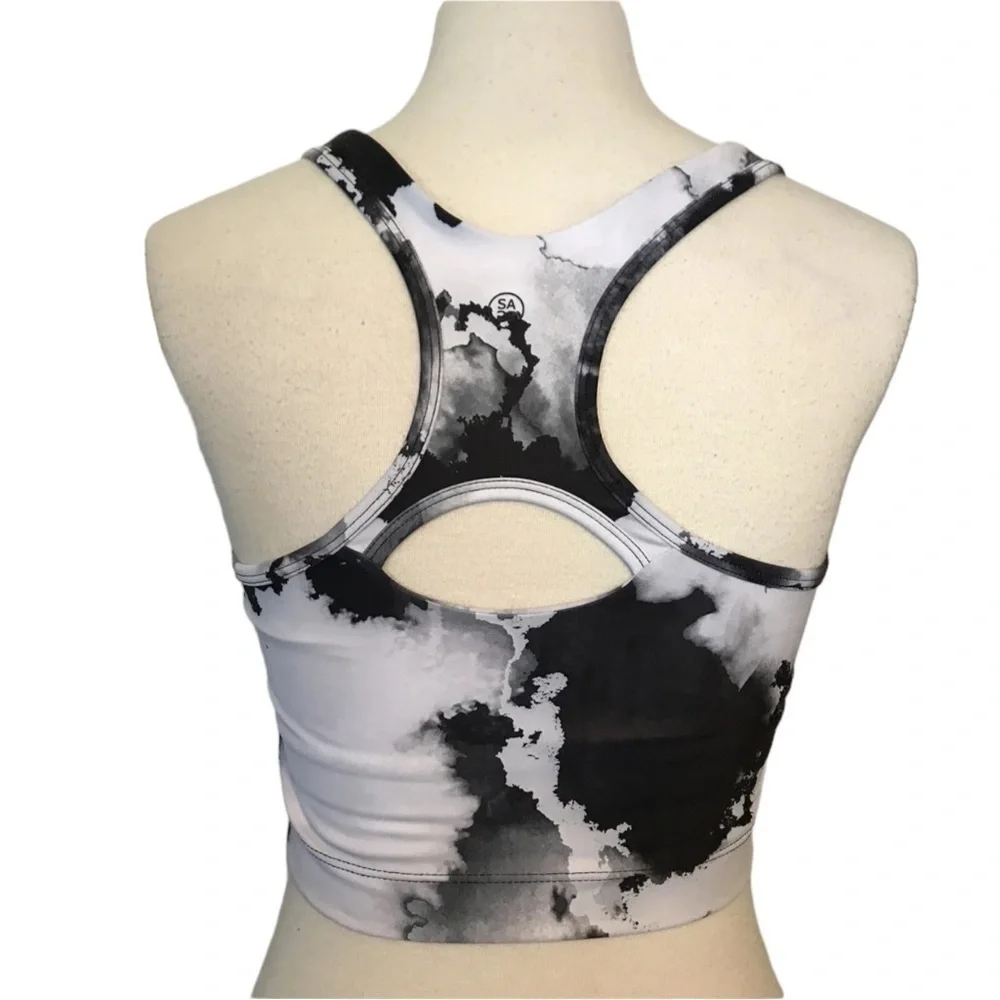 Sage Collective Black and White Tie Dye Bralette Small